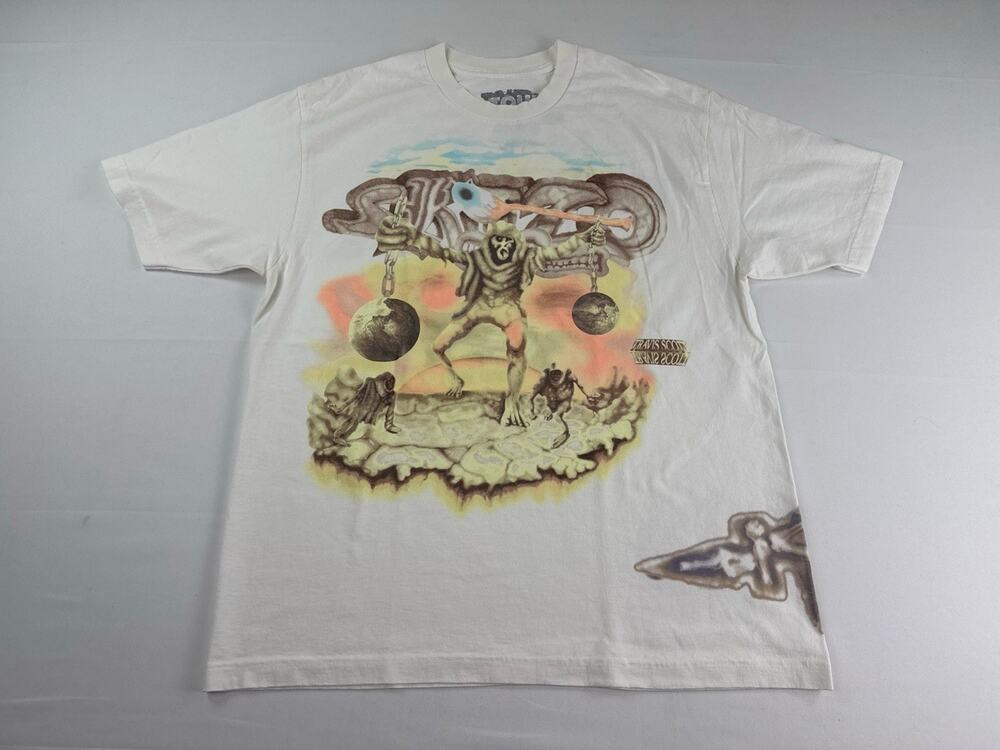 Travis Scott Tour T Shirt Men’s Large White La Flame Graphic Tee